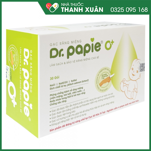 Gạc răng miệng Dr.Papie giúp làm sạch lưỡi, nướu, răng